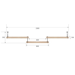 Полка с полкодержателями COFFEE SH3-ROD/BAR, дуб сонома светлый, 2380х166х392 мм
